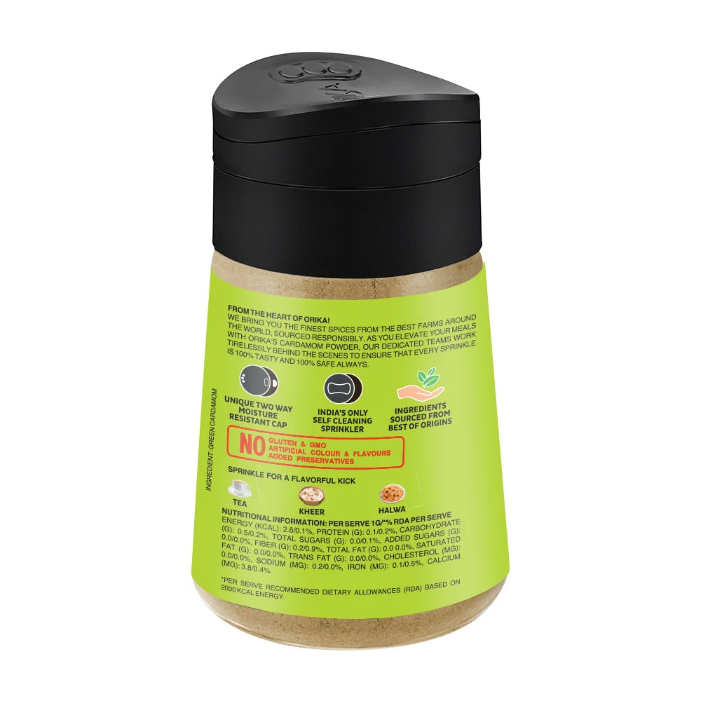 Orika Green Cardamom Powder | Pure Elaichi Powder | Aromatic & Flavourful | 100% Natural | 45g - Orika Spices India